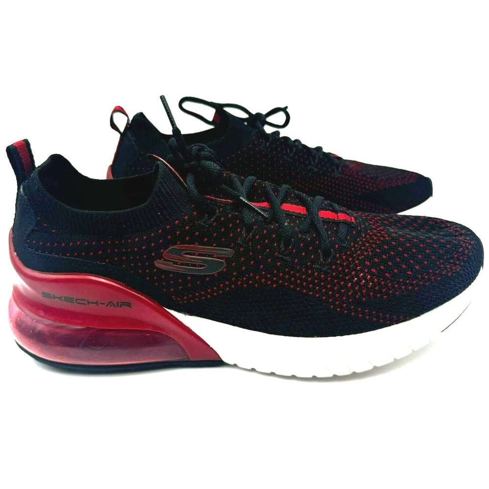 SKECHERS Men's size 10 Black Red Air Stratus Credin Athletic Shoes Sneakers